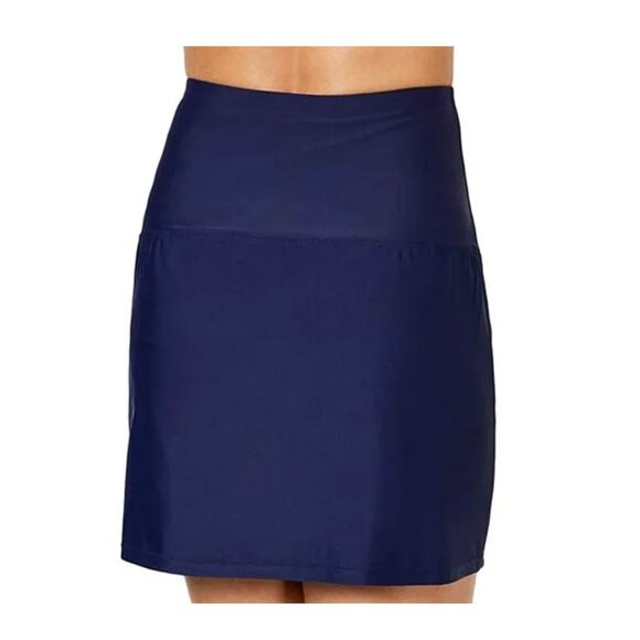 Island Escape Solid NAVY Blue Tummy Control Swim Skirt Skort US 8 NWT - Picture 2 of 2